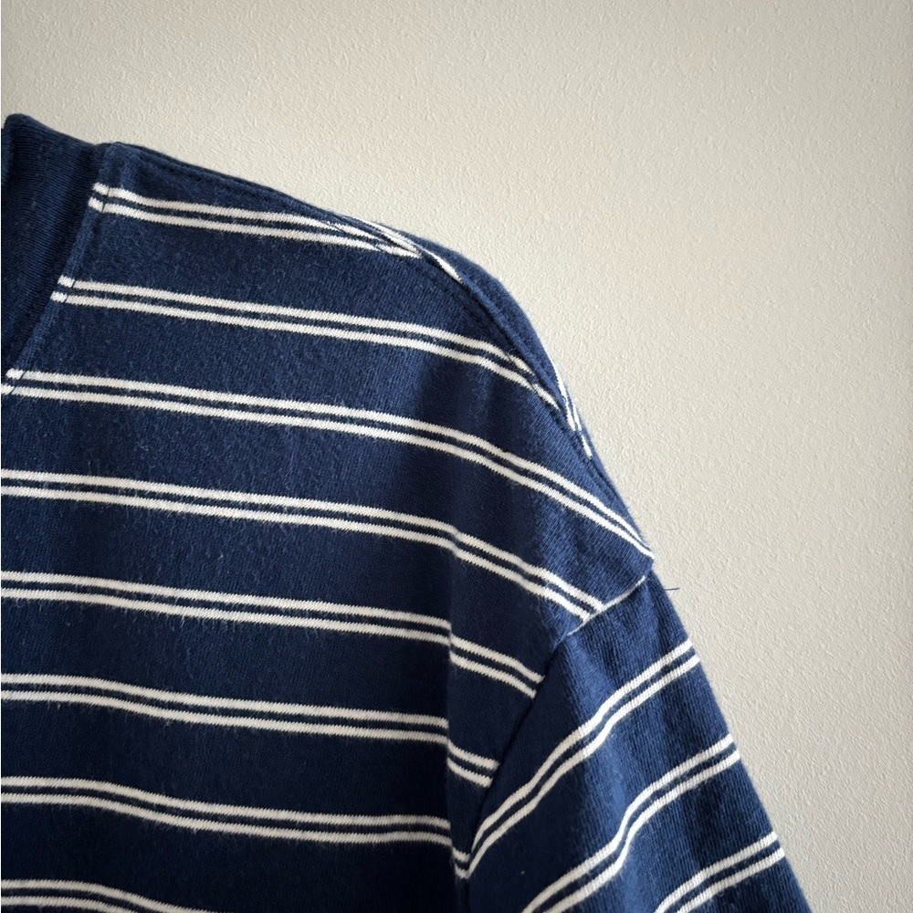 Madewell Tina Stripe Crew Neck T-Shirt Dress Blue White Cotton Womens L Preppy - Picture 8 of 14